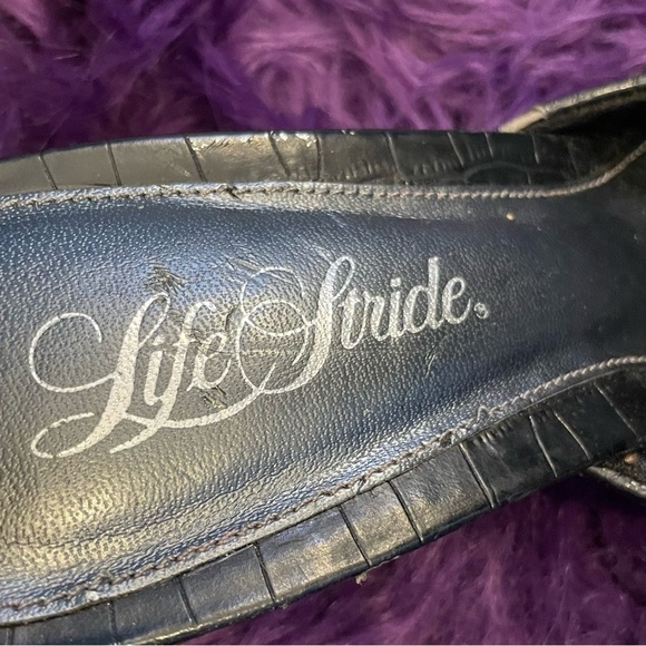 Life Stride black croc embossed buckle kitten heel size 10 - Picture 3 of 14